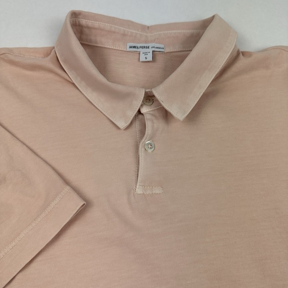 James Perse Polo Shirt Mens Size 5 XXL Short Sleeve Jersey Cotton Pink Flaw - Picture 1 of 11